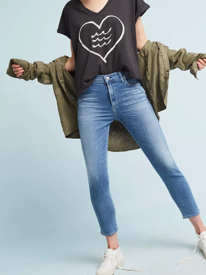 Anthropologie Citizens Of Humanity Rocket Crop High-Rise Skinny Jeans Blue Sz 30